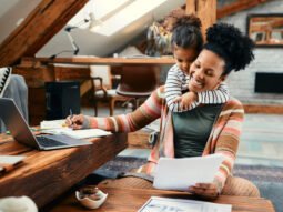 Mother working as freelancer