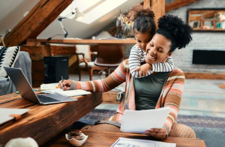Mother working as freelancer